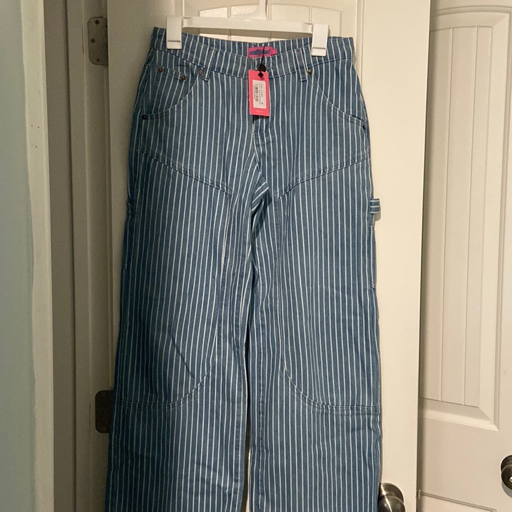 Mid Rise Striped Carpenter Pants from Edikted || size S